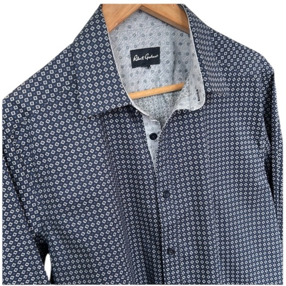Robert Graham Long Sleeve Blue Geometric Pattern Button Up Shirt Sz XL - Picture 3 of 15